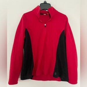 IZOD Women’s Medium Red and Black Quarter-Zip Fleece Pullover